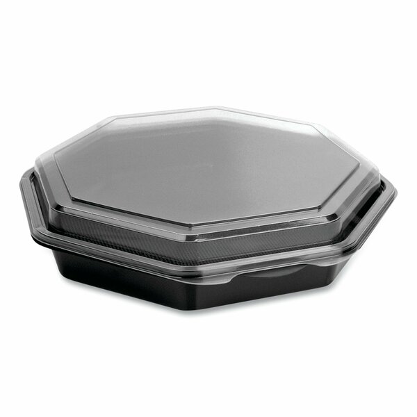 Solo OctaView Hinged-Lid Cold Food Containers, 9.2 x 9.6 x 2, Black/Clear, Plastic, 100PK 864057-AP94